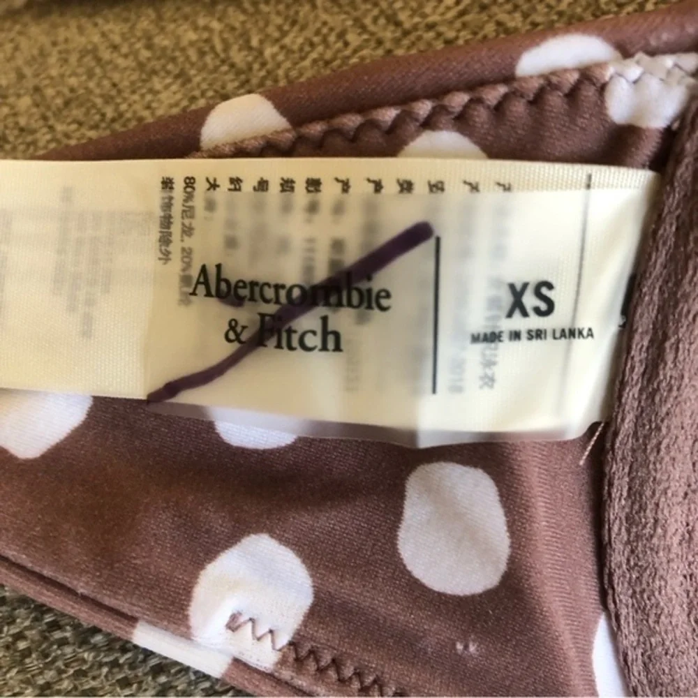 Abercrombie and Fitch taupe brown polka dot underwire bikini top xs